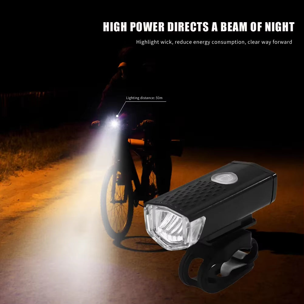 USB Rechargeable Bike Light Set, Front & Rear LED for Night Riding